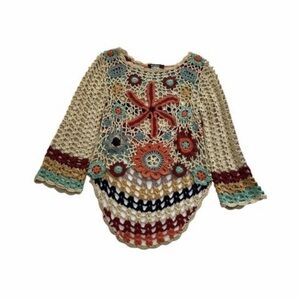 Colorful Crochet Floral Sweater